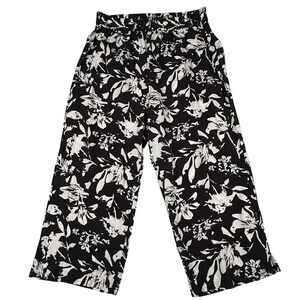 Bohemian Palazzo Pants Medium Flowy Floral Rayon Wide Leg Crop Beach Vacation